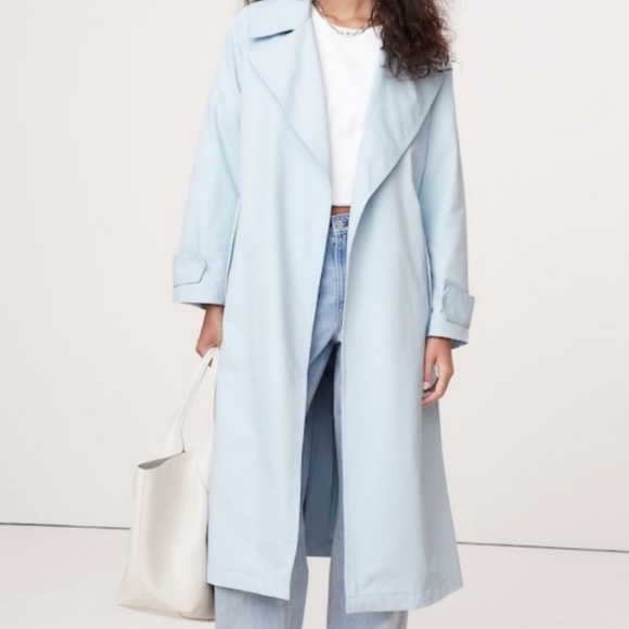 NWT Banana Republic  water resistant light blue  trench coat - Picture 1 of 9